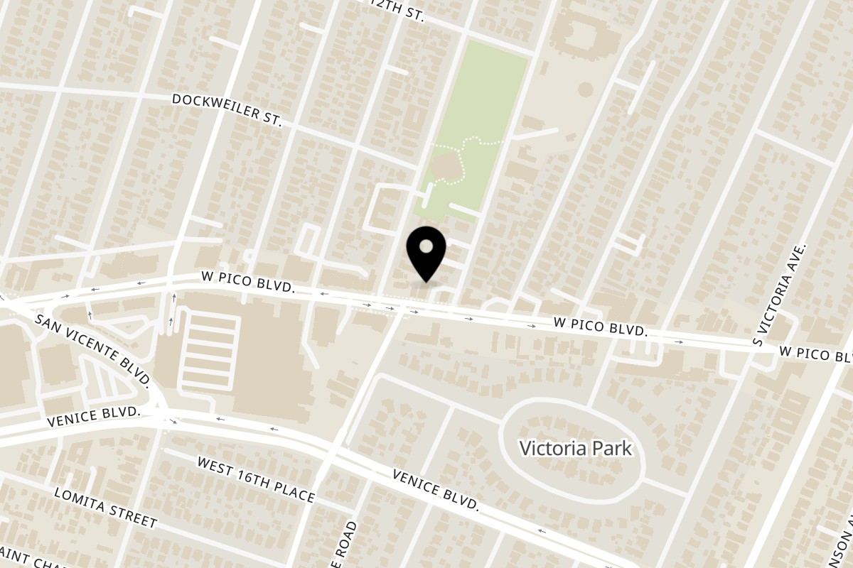 Map showing the location of Corredor Oaxaqueño Restaurante on 4483 W Pico Blvd in Los Angeles